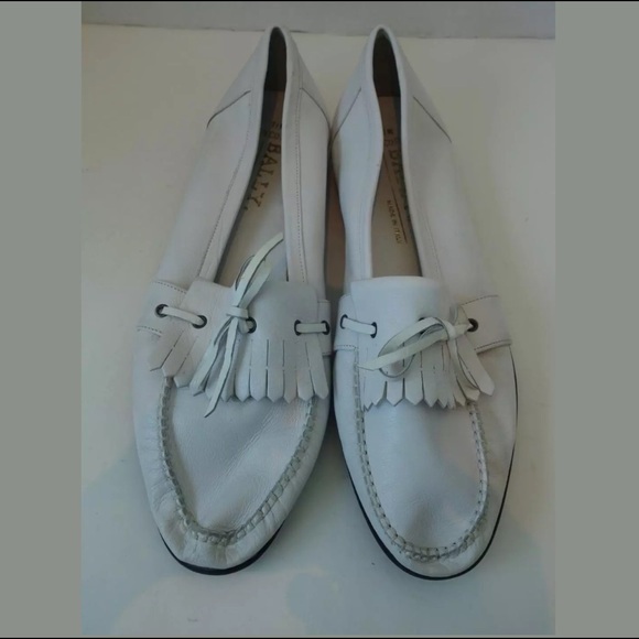 bally loafers white